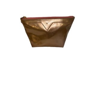 NWT Kelly Wynne Cosmetic Bag Pouch Rose Gold Bronze Metallic Zippered